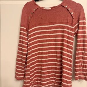 Market & Spruce Red and White Striped Long Sleeve Top